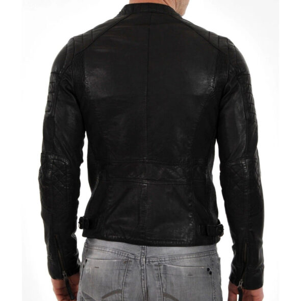 Men S Real Black Leather Slim Fit Jacket Clara Leather